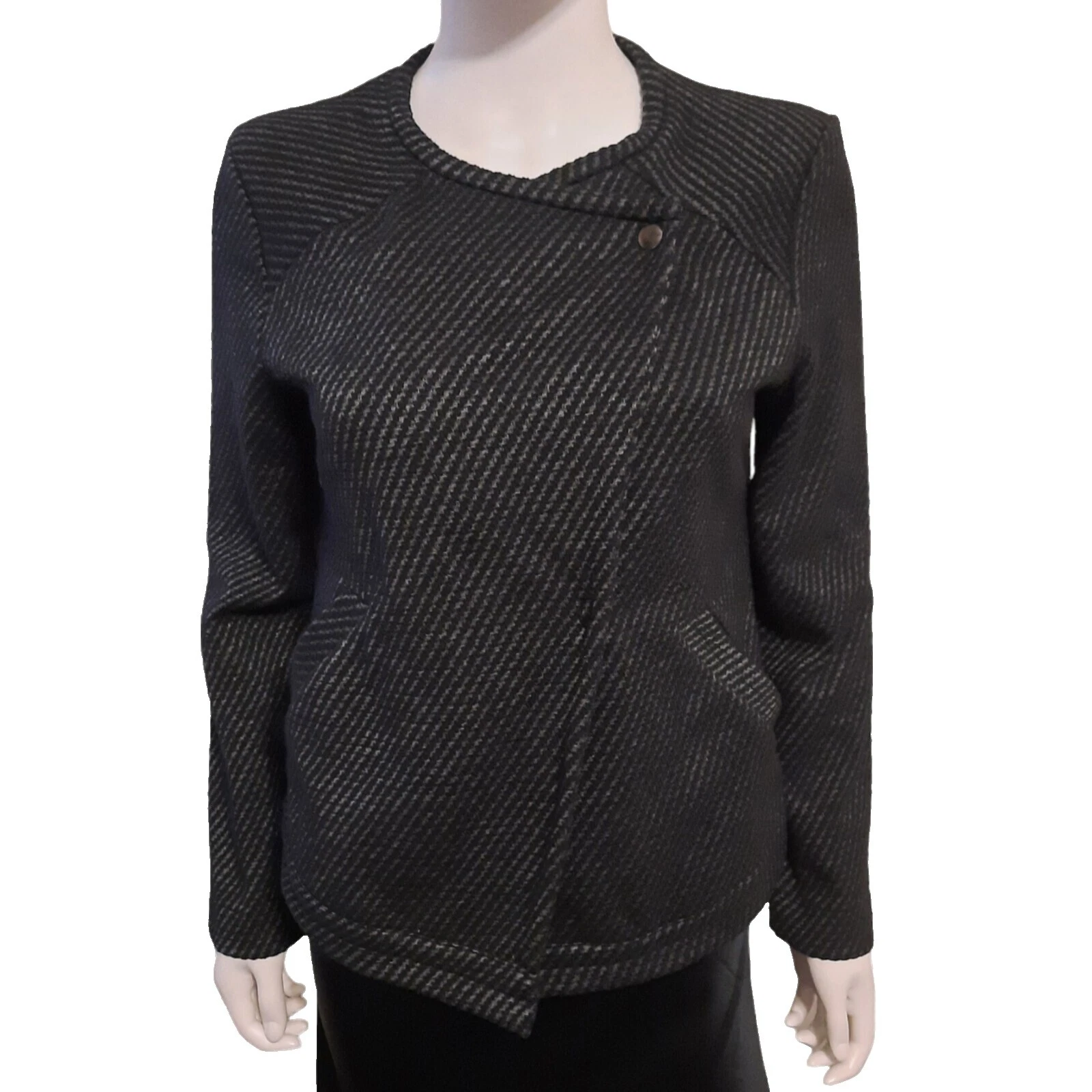 Ann Taylor女式摩托车夹克条纹外套、夹克和背心