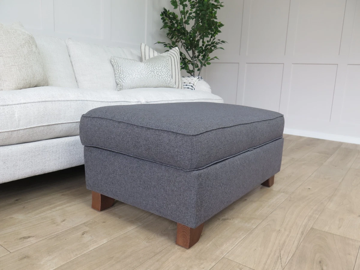 Grey Midnight House Weave MARKS SPENCER Abbey Storage Footstool