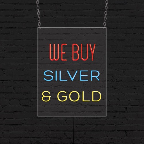 We Buy Silver & Gold Sign for Business | LED Flex Neon | 24"W x 31"H x 1"D - Picture 3 of 4