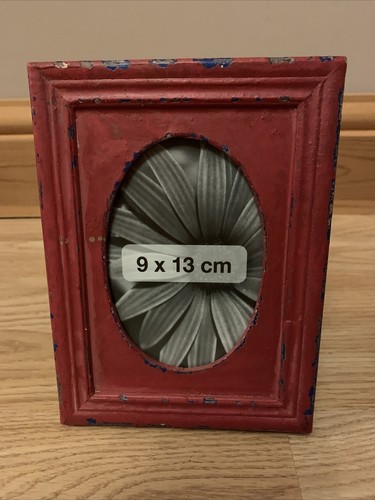 Handgefertigter Bilderrahmen rot Vintage Stil Distressed 9 x 13 cm - Bild 1 von 4