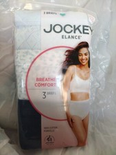 Womens Jockey Elance Breathe Comfort lot/3 100 Cotton Brief Panties sz 10 NWT