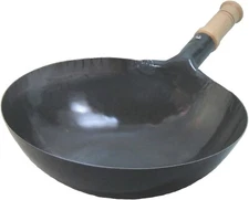 YAMADA  Kogyo One-handed Chinese Wok Iron Hammered Wooden Handle 27cm pan