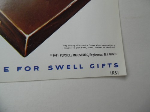 1971 REFRESHO Ice Cream Paper Sign NASA Astronaut Popsicle Industries Vintage VG - Picture 4 of 4