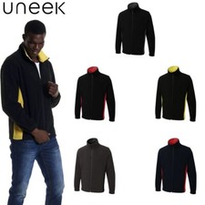 Uneek Men's Micro Fleece Jacket - Two Tone Contrast Full Zip Casual Wear Coat