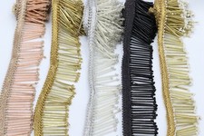 FCL 1 yarda 1,5 pulgadas dorado, negro dorado/con cuentas de corneta largas borla colgante borde cosido