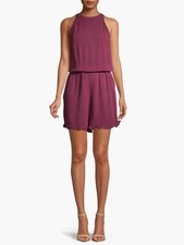 Mossimo Supply Co. Juniors' Woven Romper, Black Cherry Solid, Medium