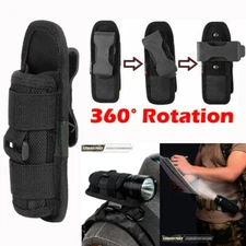 Tactical Duty Belt Flashlight Pouch Holster 360 Degrees Rotate Carry Case Holder