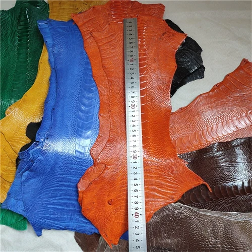 100% echte Straußenbeine Lederhaut Lederhaut Echtleder DIY schwarze Farbe - Bild 8 von 24