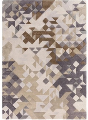 Grauer handgetufteter Teppich, Wollteppich, 7X10, 8X10, 8X11, 5X7, Vorleger f...