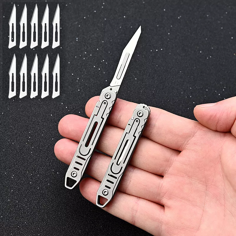 Mini Pocket Knife Folding Keychain Pendant Cutter Blade Portable Outdoor  Tools