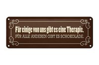 Blechschild Spruch 27X10 Cm Schokolade Therapie Geschenk Deko Schild Tin Sign