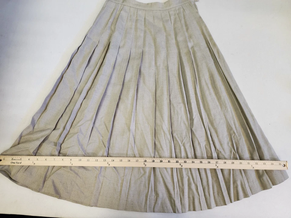Falda Vintage 8 kgr EE. UU. Rayón Mezcla Lino Plisada Cremallera Maxi Abuelita Minimalista Foto 4 de 4