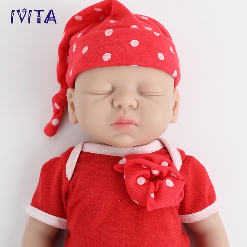 IVITA 15'' Silicone Reborn Girl Doll Eyes Closed Sleeping Floppy Silicone Baby - Picture 12 of 12