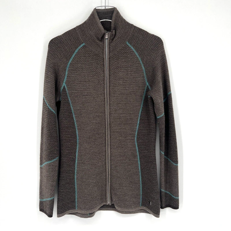 smartwool zip up mockneck wool blend sweater coat jacket