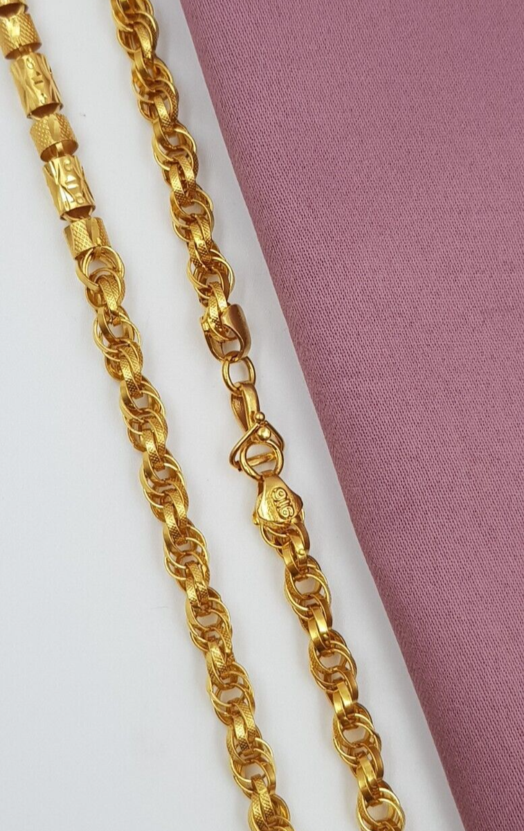 High Finish 22K Gold Chain Necklace Byzantine Heavy Look Plain