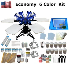Economy 6 Color Screen Printing Kit New Model Silk Screen Press Machine & Ink