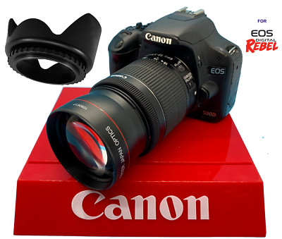 2X TELEPHOTO ZOOM LENS +LENS HOOD FOR CANON EOS Rebel T100 2000D 4000D 60D T7 T8