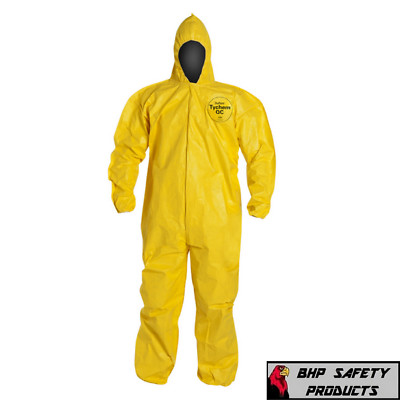 #ad DUPONT TYCHEM TYVEK QC127S YELLOW COVERALL CHEMICAL HAZMAT SUIT 1 EACH SZ M 4X $16.95