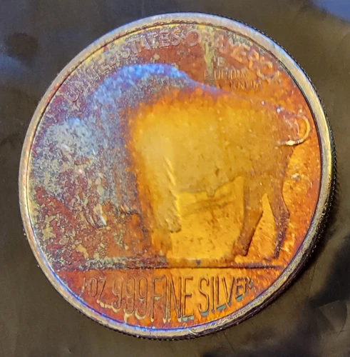 2004 Indian Buffalo Rare Vtg Natural Toned-999 Silver 1 Oz Ounce Art Coin Round