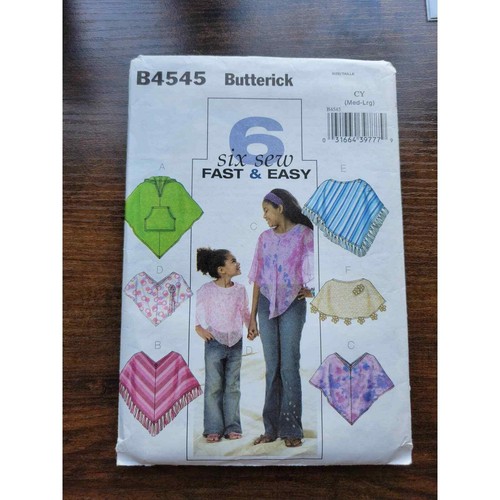 Vintage Butterick B4545 Pattern - Child's Poncho - Size Med-Large