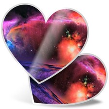 2 x Heart Stickers 15 cm - Fantasy Galaxy Sky Beach Scene #45001