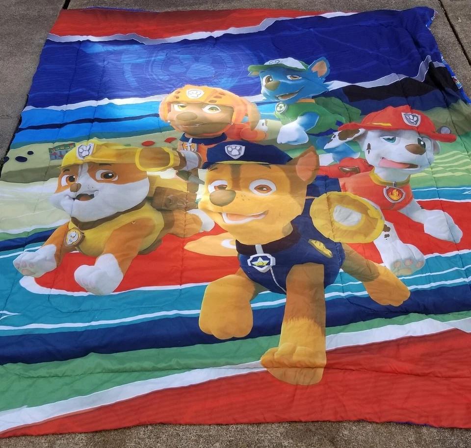 Edredón reversible tamaño completo Paw Patrol Rescue Pups Rule 82" L x 58" W Foto 3 de 4