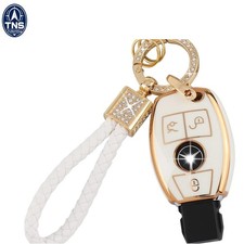 Mercedes Benz Key Fob Cover Tpu Case White Gold For 3-button Smart Keys
