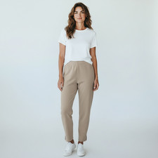 Eileen Fisher Pant Womens Size XL Wheat Stretch Crepe Slits Comfy USA Made