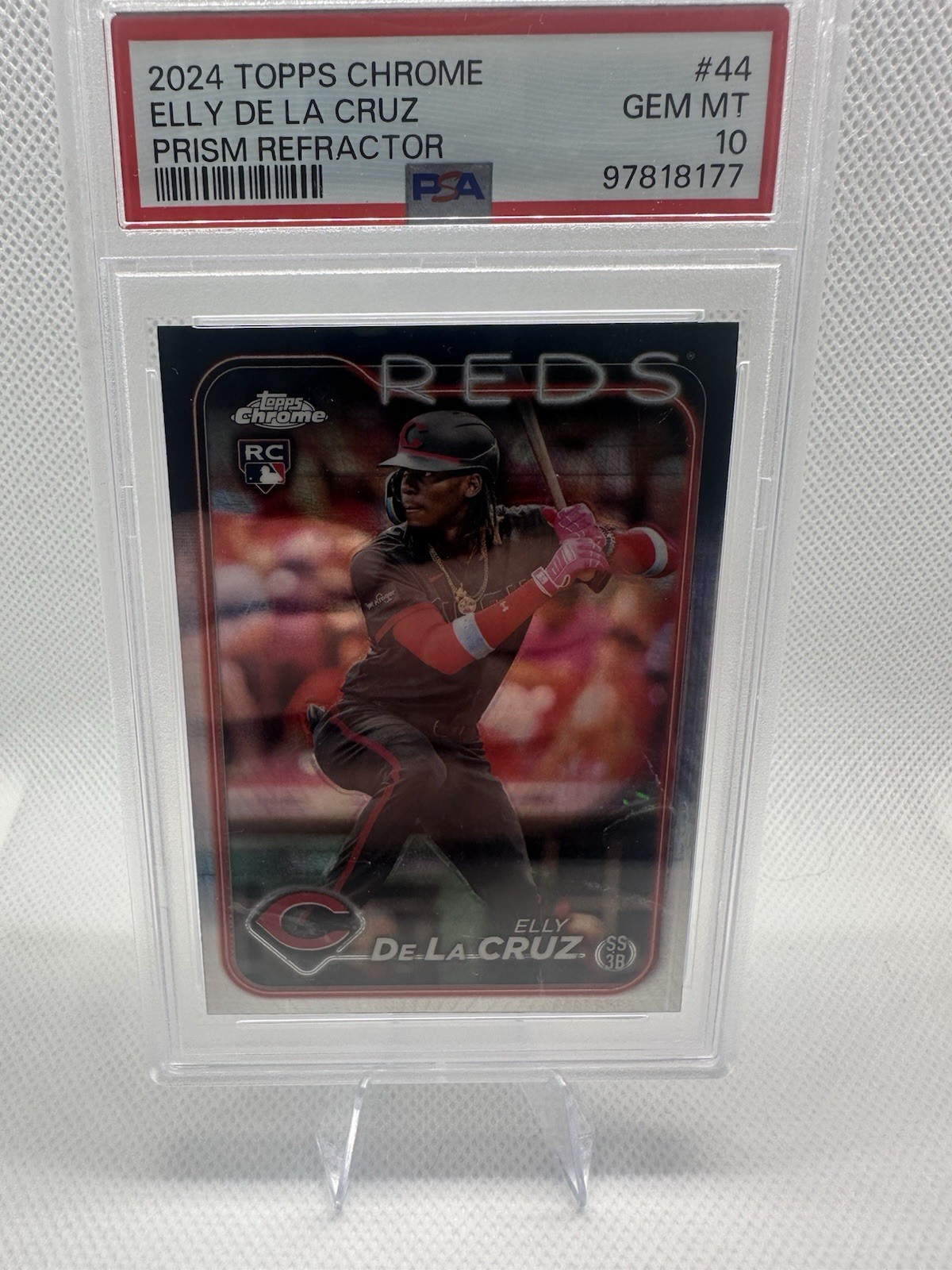 2024 Topps Chrome - Elly De La Cruz #44 Prism Refractor (RC) PSA Gem Mint 10
