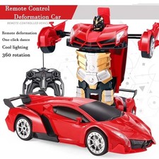 Remote Control Transform Robot Car Toy for Kids with Dazzling Light 360 Rotating