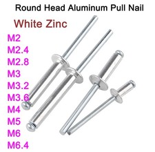 White Zinc Round Head Aluminum Pull Nail M2M2.4M2.8M3M3.2 M3.6 M4 M5 M6 M6.4