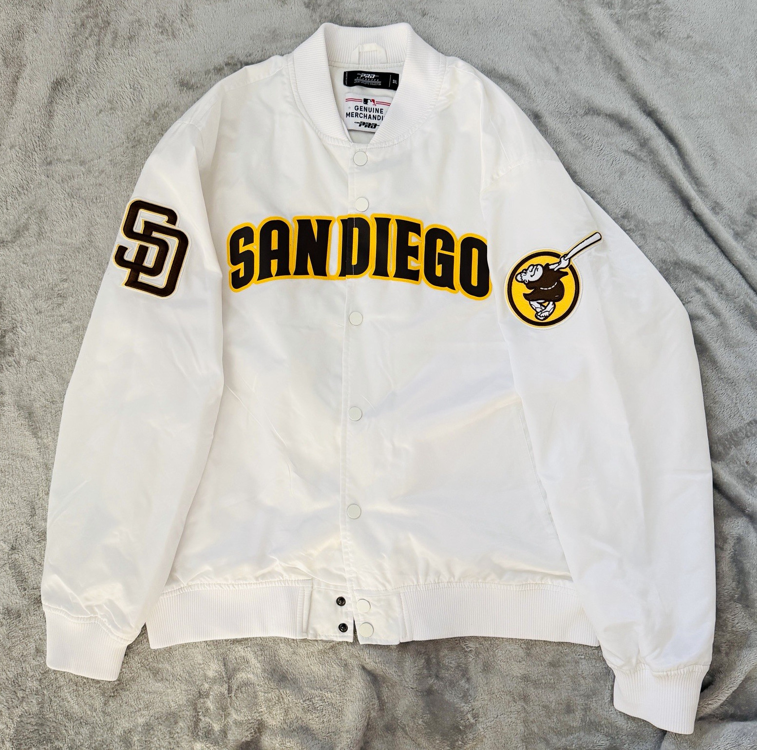 Mlb Genuine Merchandise San Diego Padres Mlb Snap-Front Jacket White 3Xl