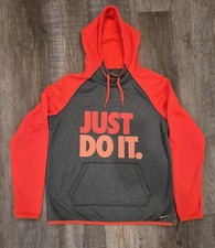 Nike Therma-Fit Womens Size M Hooded Sweatshirt Neon Orange/Gray