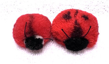 2 Vintage Steiff WOOLEN Fat Lady Bugs Ladybug Momma Baby Poms