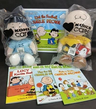 Kohls Cares Peanuts Gang Charlie Brown Lucy Plush Dolls And Books Lot of 6