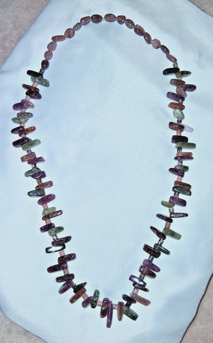 Tourmaline, Lepidolite & Rhodonite Handcrafted Artisan Multicolor Stone Necklace