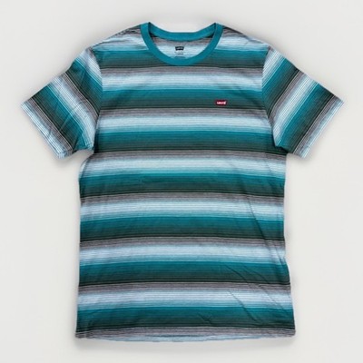 Levi s T-Shirt Herren M Türkis Gestreift Striped Logo Shirt Skate Streetwear