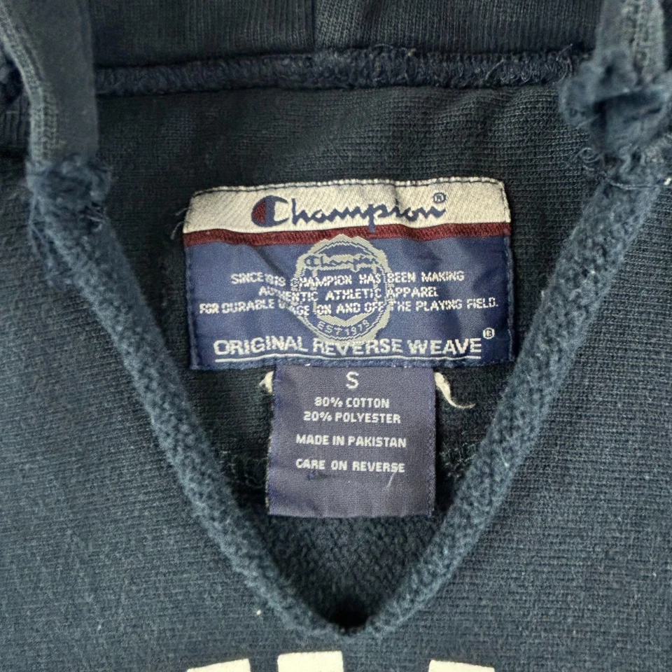 Sudadera con Capucha DE COLECCIÓN NYU Law Para Hombre Pequeña Azul Campeón Tejido Inverso Y2K Foto 2 de 4