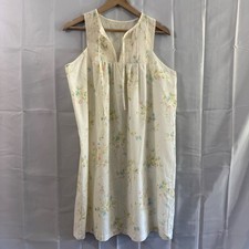 Vintage Sears Floral Nightgown Lace Pintuck Sleeveless Cottagecore Grandma USA M