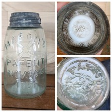 Antique Hero Fruit Jar Co Maltese Cross Mason Jar 1858 Aqua Pint 