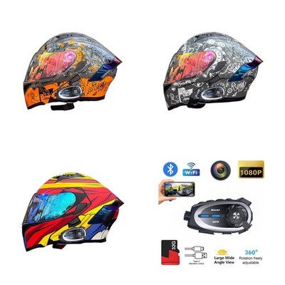 DOT Full Face Helmet with Bluetooth Camera and Intercom for Safer Riding