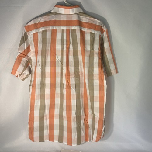 Daniel Cremieux Short Sleeve Button-Down Plaid Shirt Size L Orange White Tan - Picture 7 of 7