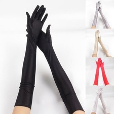 Elegant Women's Glossy Mittens for Outdoor Cycling Sun Protection Sheer Gloves