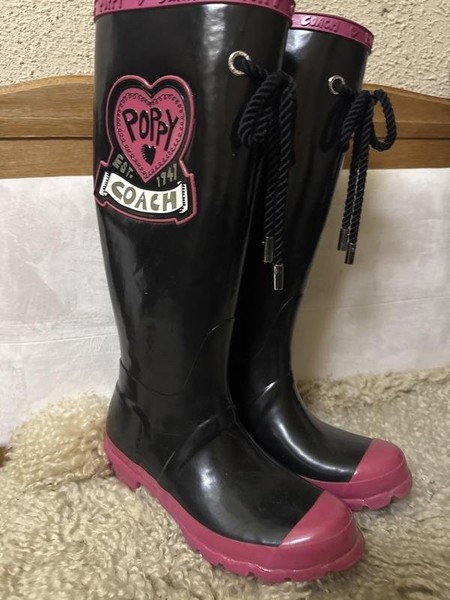 Women Coach Rubber Boots Pink 35