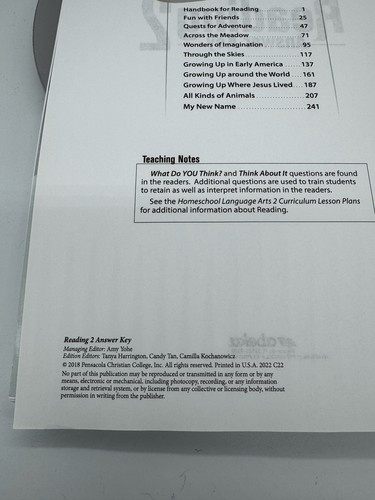 Abeka Book Reading Program Reading 2 Answer Keys 2nd Grade Teacher Homeschooling - Picture 7 of 7