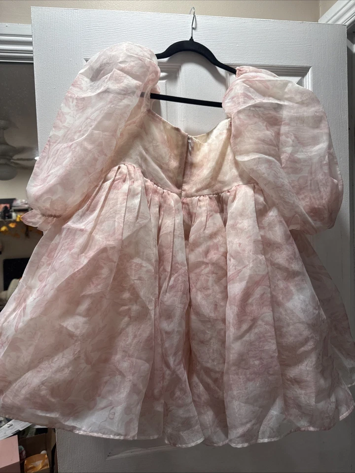 Mini Vestido Selkie Rosa Manga Abullonada Free People Foto 2 de 4