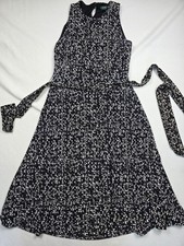 Lauren Ralph Lauren 8P Black & White Sleeveless Fit & Flare Dress W/ Tie Waist