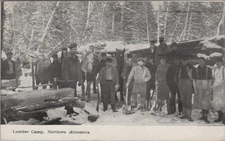 Lumber Camp Le Sueur Center Minnesota Workers 1909 Postcard