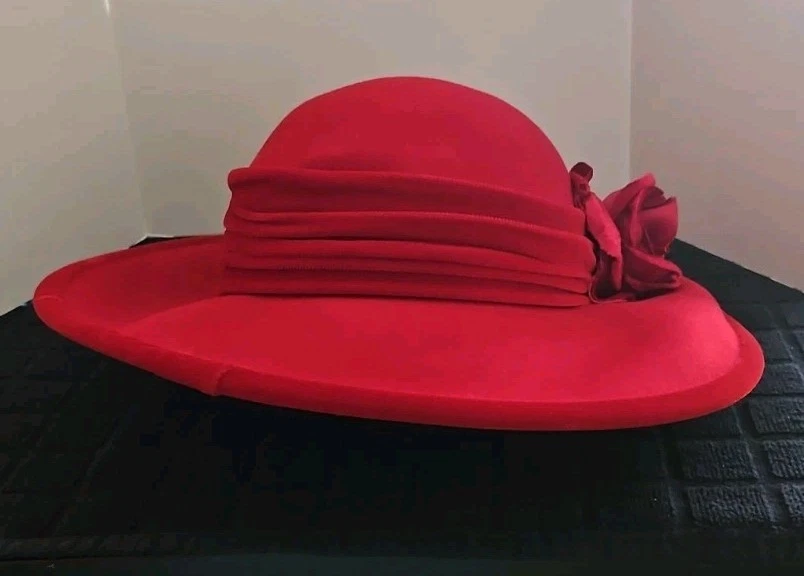 VTG Scala 100% Wool Womens Cloche‎ Hat Rose Bandana Black Old Money 80s Scala Vintage Hats for Women for sale | eBay main image 2