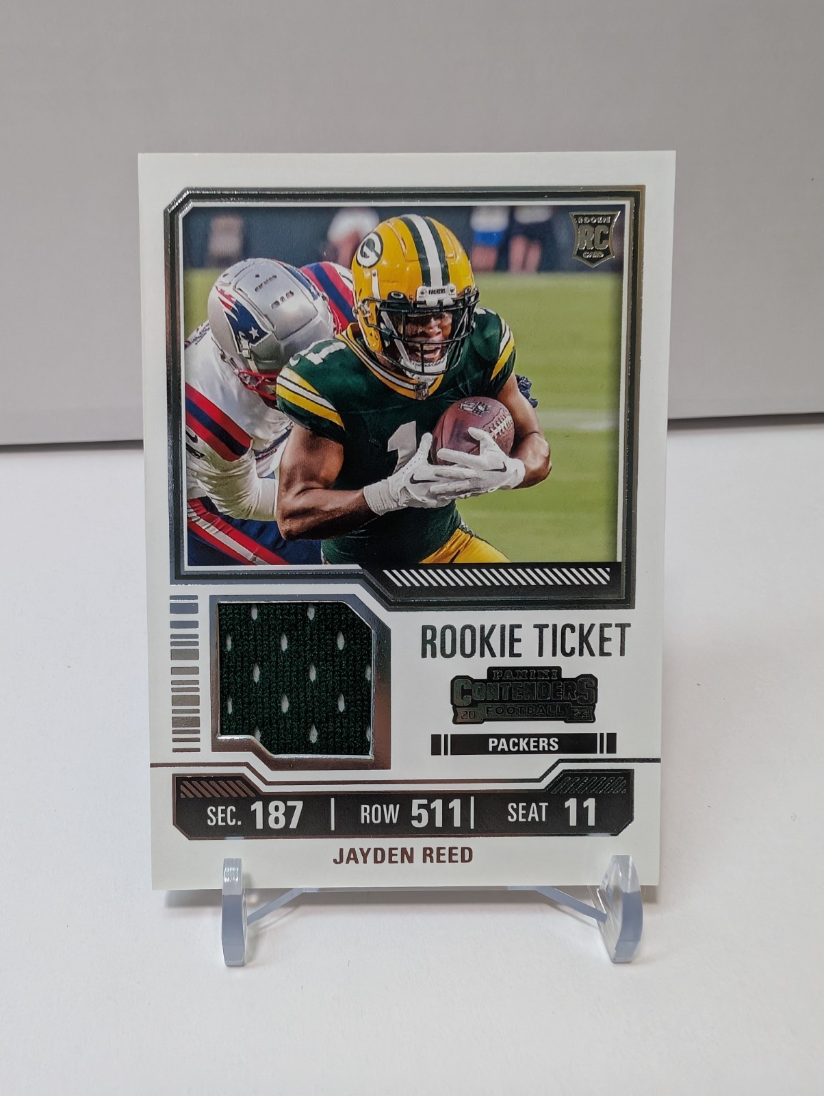 2023 Panini Contenders Football JAYDEN REED RC Rookie Ticket Patch #TS18 Packers